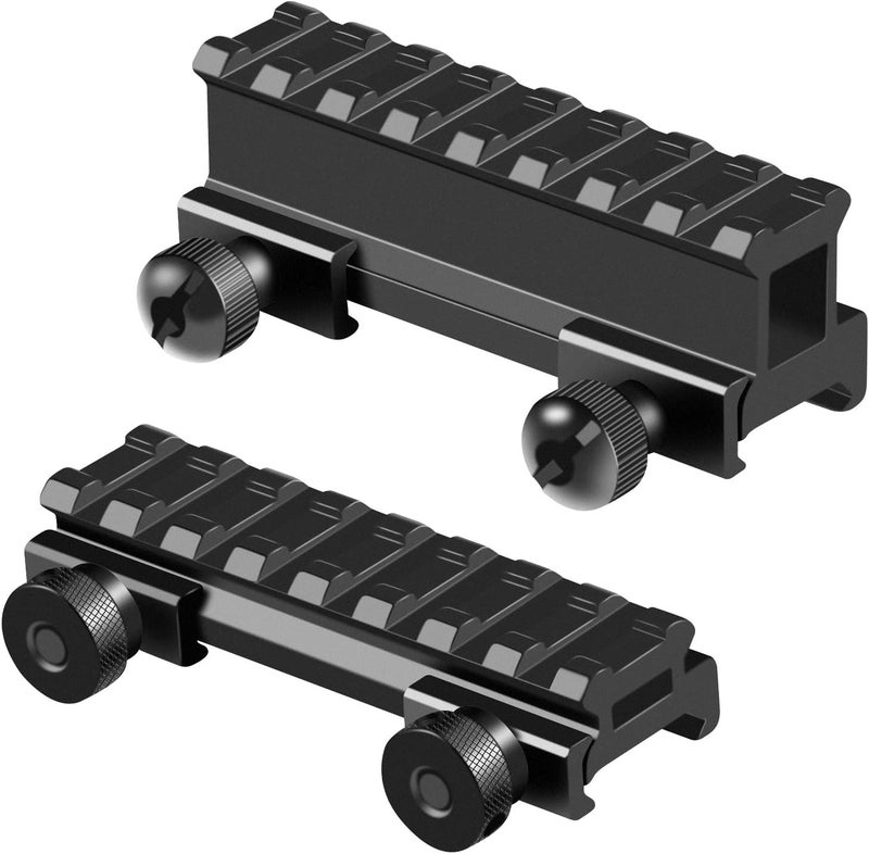 LONSEL Picatinny Riser Mounts, FENTUK 1 Inch High Profile & 1/2 Inch Low Profile 8 Slots Picatinny Rail Riser Mount with See Through Design for Scopes Optics Red Dots - 2 Pack (Include 1" & 0.5" Riser Mount) - Image 2
